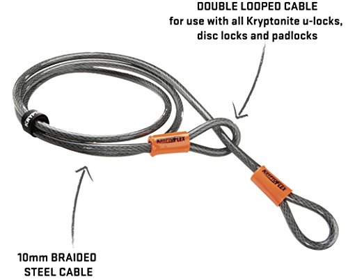 Kryptonite Kryptoflex - Cable de seguridad, color plateado/naranja - 120 cm, Ø 10 mm