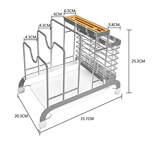 KSW_KKW Soporte de Cuchillo de Acero Inoxidable 304 Estante de Cocina Tabla de Cortar Rack Rack de Almacenamiento Multifuncional Palillos Tubo