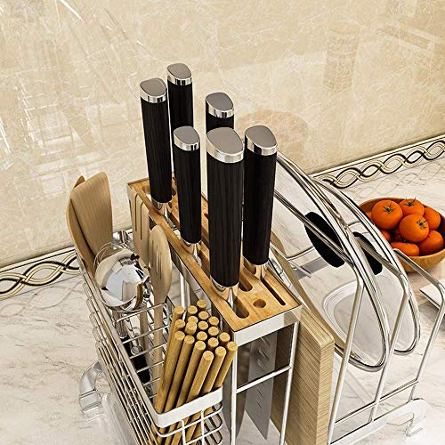 KSW_KKW Soporte de Cuchillo de Acero Inoxidable 304 Estante de Cocina Tabla de Cortar Rack Rack de Almacenamiento Multifuncional Palillos Tubo