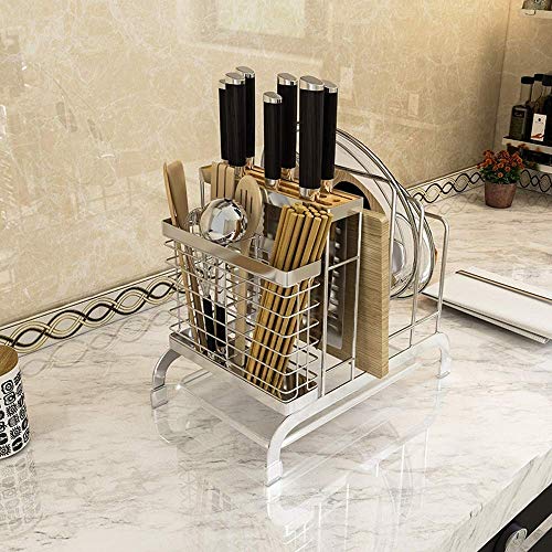 KSW_KKW Soporte de Cuchillo de Acero Inoxidable 304 Estante de Cocina Tabla de Cortar Rack Rack de Almacenamiento Multifuncional Palillos Tubo