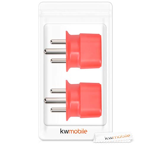 kwmobile 2X Adaptador de Viaje Tipo M - Set de adaptadores para Usar en Sudáfrica India Nepal etc. - Travel Plug para aparatos de España y UE - Rojo