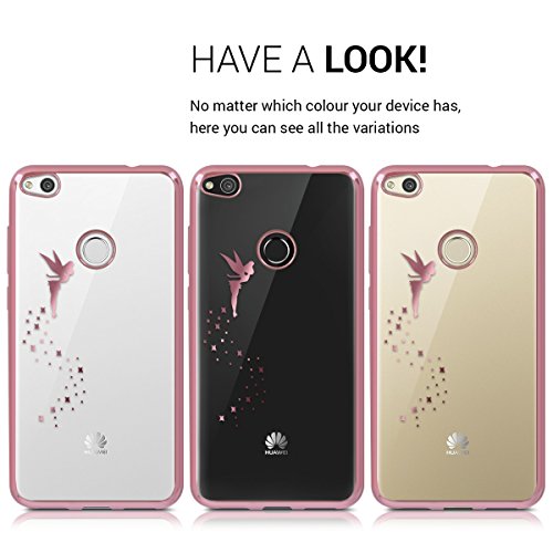 kwmobile Funda Compatible con Huawei P8 Lite (2017) - Carcasa de TPU Hada en Oro Rosa/Transparente