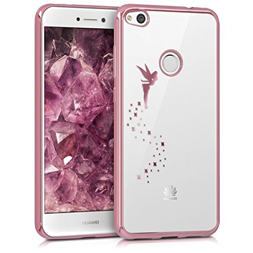 kwmobile Funda Compatible con Huawei P8 Lite (2017) - Carcasa de TPU Hada en Oro Rosa/Transparente