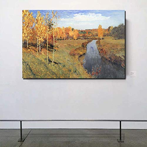 KWzEQ Otoño Dorado Lienzo Pintura Arte de la Pared Pintura decoración Moderna decoración del hogar，Pintura sin Marco，80x120cm