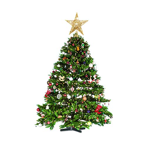 Kylewo Topper del árbol de la Estrella, Top del árbol de Navidad, Adorno del árbol de Navidad Top Star, Adornos del Topper del árbol de Navidad en luz cálida