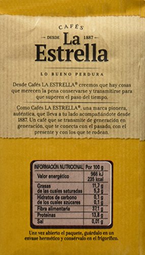 La Estrella - Café Tostado Molido Natural - 4 Paquetes de 250 g