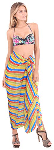 LA LEELA chif�n Ligero Traje de ba�o Traje de ba�o Ropa de Playa del Bikini Vestido de Encubrir Sarong