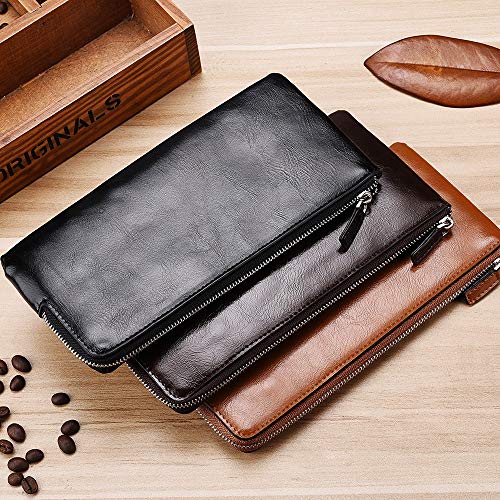 La Moda Cartera Larga for Hombres Cremallera Juvenil Coreana Bolsa for teléfono móvil for Hombres Cartera Ultrafina Tendencia de Moda for Viajes de Compras Cuero (Color : Brown, Size : S)