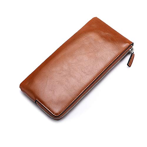 La Moda Cartera Larga for Hombres Cremallera Juvenil Coreana Bolsa for teléfono móvil for Hombres Cartera Ultrafina Tendencia de Moda for Viajes de Compras Cuero (Color : Brown, Size : S)