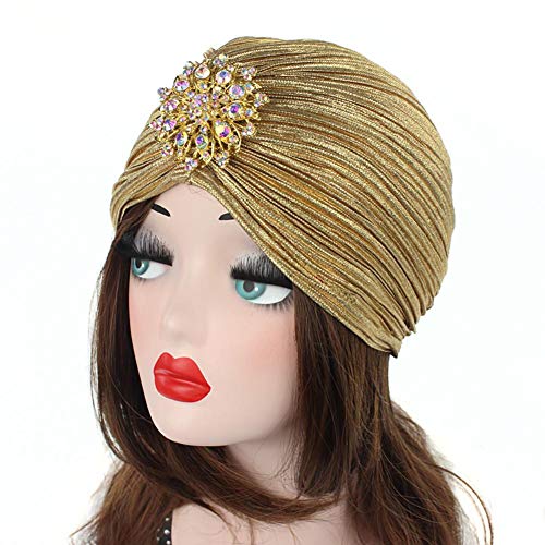 La Mujer De La Colmena del Turbante Sombrero De Punto Turban Headwraps con Broche del Cristal Desmontable