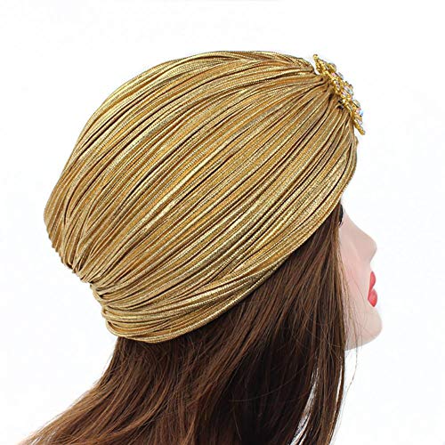 La Mujer De La Colmena del Turbante Sombrero De Punto Turban Headwraps con Broche del Cristal Desmontable