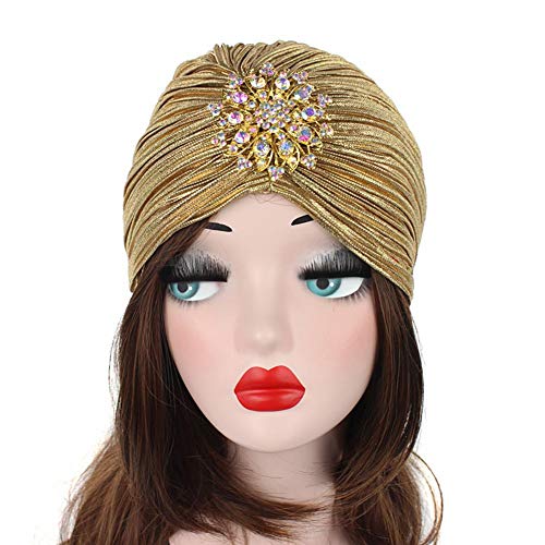 La Mujer De La Colmena del Turbante Sombrero De Punto Turban Headwraps con Broche del Cristal Desmontable