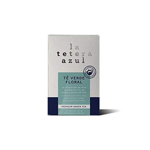 LA TETERA AZUL Té Verde Con Aroma De Flores. Té Detox Depurativo. Té Verde Floral. 20 Bolsitas De 1,8 Gramos.