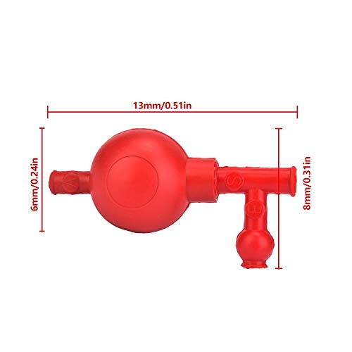 Laboratorio de caucho desechable Bombilla de succión Presión segura Llenadora de pipetas cuantitativa con 3 válvulas(red)