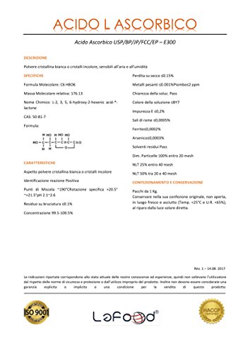 Lafood Acido Ascorbico – Vitamina C – 5 kg (5 x 1kg) – E300