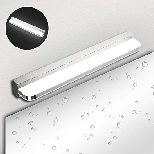 Lámpara de Espejo Baño LED IP44 Ketom 9W 600LM Aplique Espejo LED Blanca Neutra 4000K LED Lámpara de espejo, Lámpara de Pared Espejo de Acero Inoxidable Para Maquillaje, Espejo, Baño, 42cm