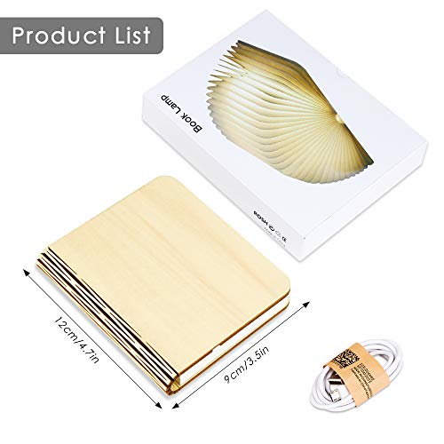 Lámpara de Libro LED Decoración de Madera,Lámpara de Libro Plegable,Luces Plegables de Madera,Luz de noche plegable para libros con lámpara de mesa de escritorio recargable USB magnética (S)