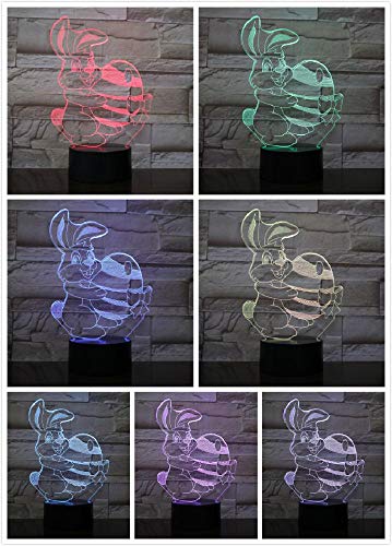 Lámpara de mesa Dormitorio Lindo conejito Decoración de dibujos animados Sensor táctil RGB Niños Niños Gadget Regalo Conejo de Pascua Luz nocturna LED Liebre