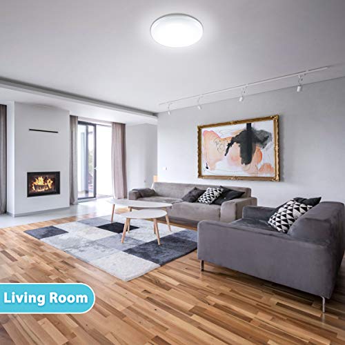 Lámpara de Techo LED 24W, Elfeland Plafón de Techo LED Baño 5000K Equivalente 150W Impermeable IP54 2200LM Blanca Natural Luz de Techo Led Moderna para Cocina Baño Dormitorio Pasillo Sala Comedor