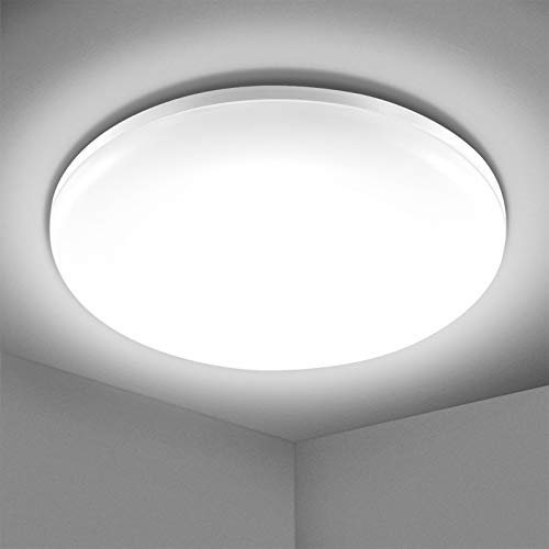 Lámpara de Techo LED 24W, Elfeland Plafón de Techo LED Baño 5000K Equivalente 150W Impermeable IP54 2200LM Blanca Natural Luz de Techo Led Moderna para Cocina Baño Dormitorio Pasillo Sala Comedor