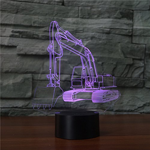 Lámpara Excavadora 3D Control Remoto Control Táctil 7 Colores Brillo Regulable Recargable USB Luz Nocturna Luna LED, Decorativa para Dormitorio Salón Regalo para Niños