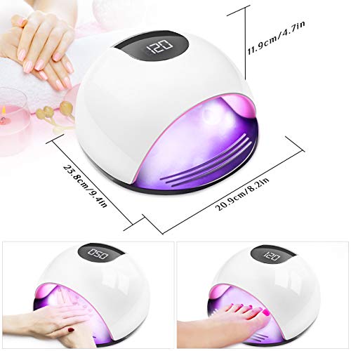 Lámpara LED UV Uñas, Aiemok 72W Lámpara Secador de Uñas, LCD Secador de uñas Lámpara de Curado con 4 Temporizadores, Sensor Automático Profesional Nail Lamp para Uñas de Gel y Toe Nail Curing (72w)