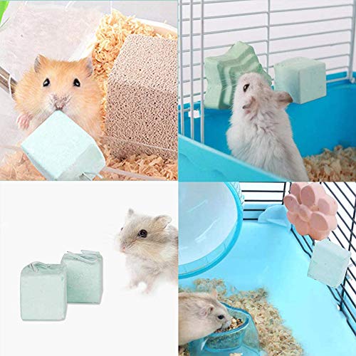 Lanfly Hamster Hamster Hamster Rata Cobayas Calcio Mineral Masticar Cubo Dientes Piedras Molienda Juguetes para Azúcar Planeador Ardilla Hamster Jugar Dormir Pack de 5