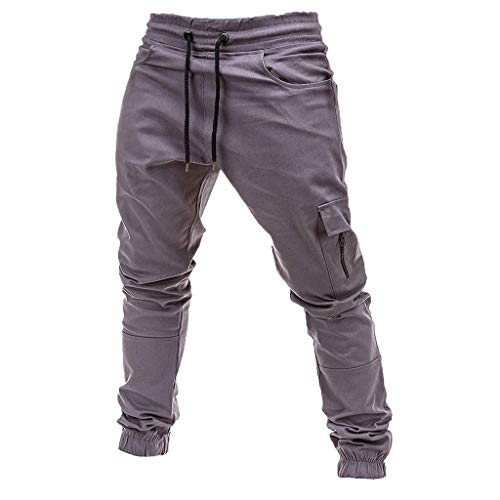 LANSKIRT Hombre Pantalones chandals Jogger Deportivos Urbano Pantalón de Trabajo Ropa Fitness Deporte Pant Gym de Cintura Elastica con Cremallera y Bolsillos