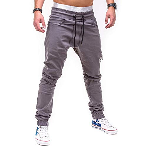 LANSKIRT Hombre Pantalones chandals Jogger Deportivos Urbano Pantalón de Trabajo Ropa Fitness Deporte Pant Gym de Cintura Elastica con Cremallera y Bolsillos