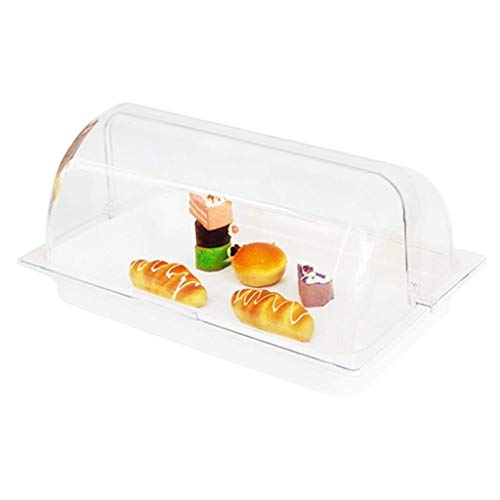 LANZHEN-RY Rectangular Cake Box, semiabierto plástico Protector contra el Polvo Sandwich Snack-Pan Cúpula Buffet de pastelería Bandeja de fichas & Dip Servidor de Cuatro Soportes Colores Pastel