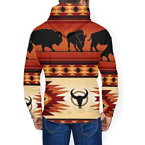 LAOLUCKY - Sudadera con capucha para hombre, diseño de cuerno de buey del desierto tribal con bolsillos grandes Negro Negro ( XXXL