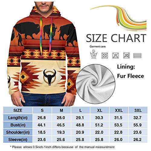 LAOLUCKY - Sudadera con capucha para hombre, diseño de cuerno de buey del desierto tribal con bolsillos grandes Negro Negro ( XXXL