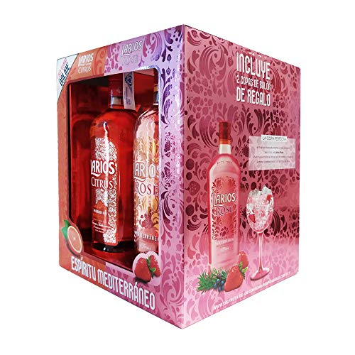 Larios Citrus + Rosé Ginebra Mediterránea + Regalo 2 Copas, 37.5% (2 X 700 ml)