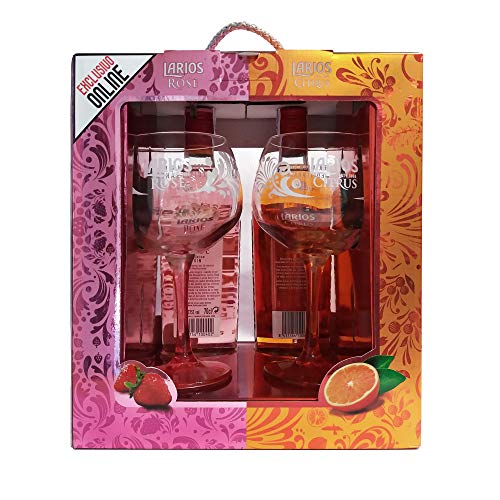 Larios Citrus + Rosé Ginebra Mediterránea + Regalo 2 Copas, 37.5% (2 X 700 ml)