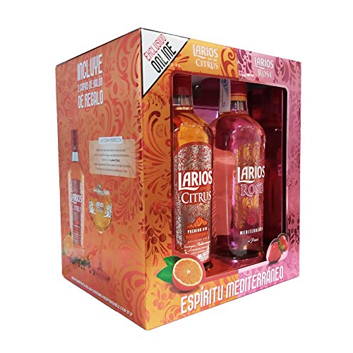 Larios Citrus + Rosé Ginebra Mediterránea + Regalo 2 Copas, 37.5% (2 X 700 ml)