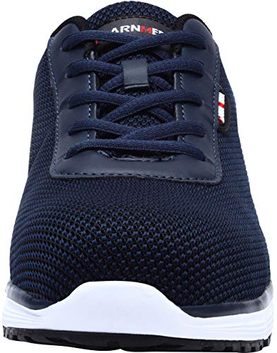 LARNMERN Zapatos de Seguridad Hombres LM30 S1 SRC Zapatillas de Trabajo con Punta de Acero Ultra Liviano Reflectivo Transpirable(44 EU,Azul Claro)