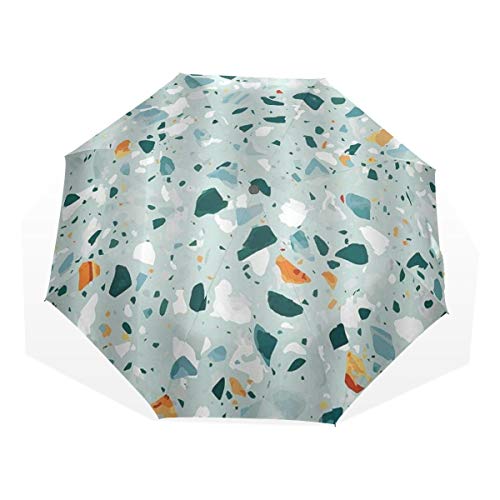 LASINSU Paraguas Resistente a la Intemperie,protección UV,Superficie De Mármol Italiano con Elegante Fondo De Mosaico De Suelo De Terrazo