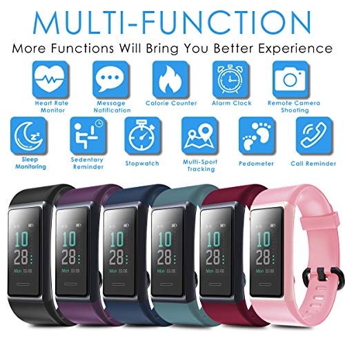 LATEC Pulsera de Actividad Inteligente, Impermeable IP68 Pulsera Inteligente con Pulsómetro 14 Moda Deportivo Podómetro Notificación de Mensajes para Android y iOS (Rosa)