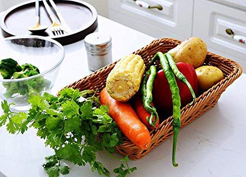 Lavable Rectángulo Imitación Ratán Pan Cesta - Comida para Servir Cestos - Restaurante para Servir/Pantalla Cestos - para Fruta Comida Verduras - Como Imagen Show, 40x30x8cm