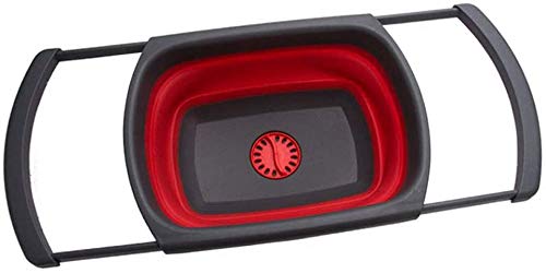 Lavabo plegable, tabla de cortar plegable y bañera de plato plegable, cesta de almacenamiento para fregadero, para frutas, verduras, pícnic/camping (rojo)