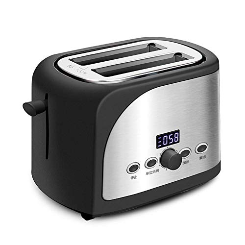 L.BAN Máquina para Hacer Pan de Acero Inoxidable, tostadora eléctrica para Pasteles, Tostadas, Horno sándwich, Parrilla, 2 rebanadas, máquina automática para Hornear el Desayuno, Color Negro