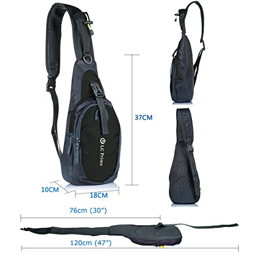 LC Prime Mochila de Hombro Bolsa de Hombro, Práctico y Espacioso para Llevar Artículos de Uso Cotidiano al Caminar IR de Excursión Acampar Viajar Nailon Fabric Black, by