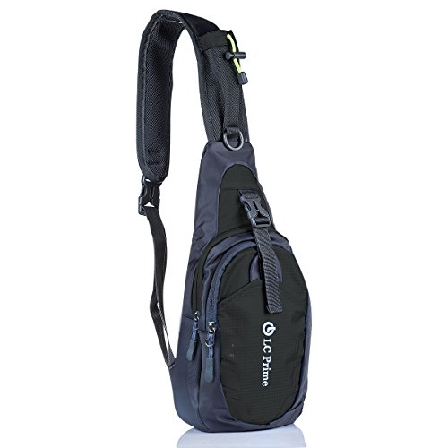 LC Prime Mochila de Hombro Bolsa de Hombro, Práctico y Espacioso para Llevar Artículos de Uso Cotidiano al Caminar IR de Excursión Acampar Viajar Nailon Fabric Black, by