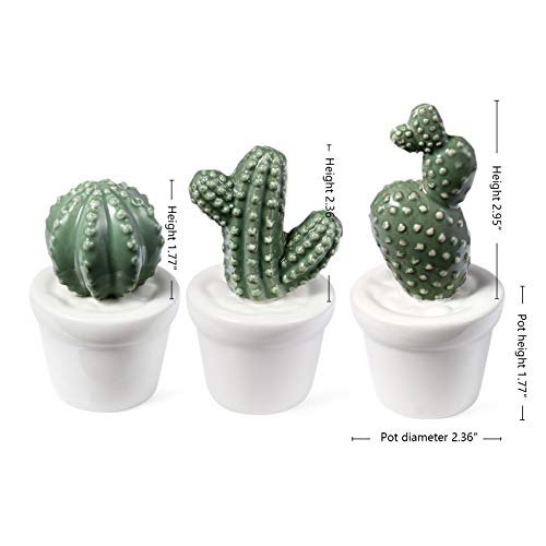 LCCL Juego de 3 Mini Plantas Artificiales para Decoración del Hogar (Cactus de Cerámica)