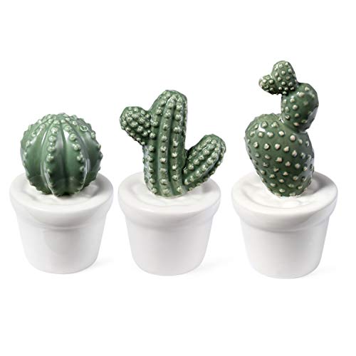 LCCL Juego de 3 Mini Plantas Artificiales para Decoración del Hogar (Cactus de Cerámica)