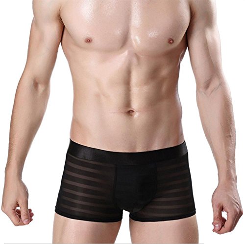 ldyy Underwear - Calzoncillos tipo bóxer para hombre, paquete de 3 Sexy Transparente Seda de Hielo Super Magro, secado rápido, ropa interior negro negro 3 XL