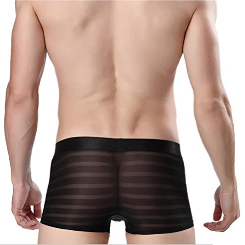 ldyy Underwear - Calzoncillos tipo bóxer para hombre, paquete de 3 Sexy Transparente Seda de Hielo Super Magro, secado rápido, ropa interior negro negro 3 XL