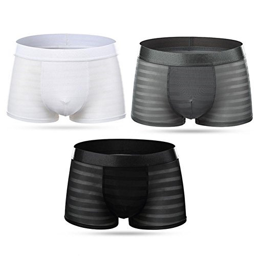 ldyy Underwear - Calzoncillos tipo bóxer para hombre, paquete de 3 Sexy Transparente Seda de Hielo Super Magro, secado rápido, ropa interior negro negro 3 XL