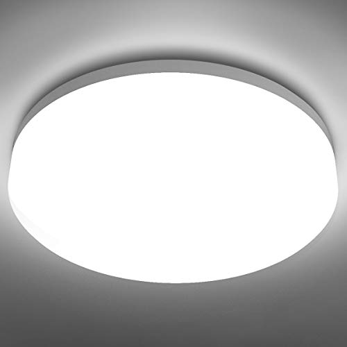 LE 15W Plafón LED Impermeable IP54 Super Brillante 1250LM 5000k Equivalente a 100W Lámpara Incandescente Lámpara LED de Techo Luz de Techo Blanco Frío Ideal para Sala de Estar, Cocina, Balcón, Baño