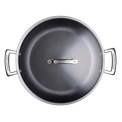 Le Creuset Cacerola de aluminio antiadherente con tapa, Ø 30 cm, Libre de PFOA, Para todas las fuentes de calor, incluso la inducción, Antracita/Plateado